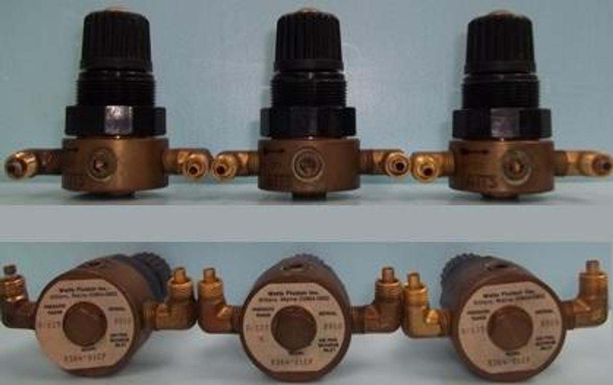 Used QTY. 3. WATTS FLUID AIR INC. REGULATOR VALVE MODEL NO: R364-01CP