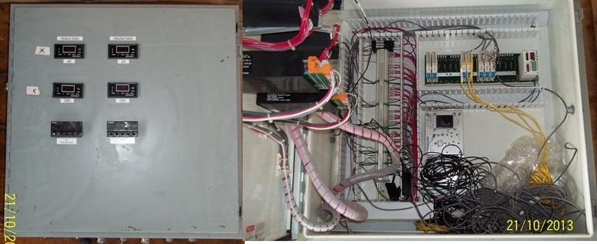 Used QTY. 1. OXIDIZER OUTLET AND ABSORBER OUTLET CONTROL CABINET WITH 2) ORP DIGITAL CONTROLLERS