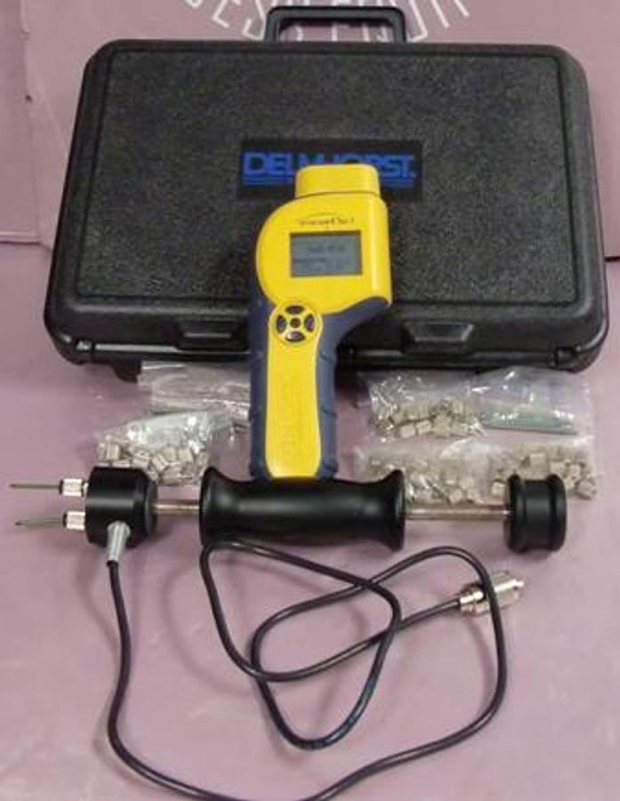 Used QTY. 1. DELMHORST INSTRUMENTS MOISTURE CHECK HAND HELD DIGITAL MOISTURE METER. CE APPROVED.