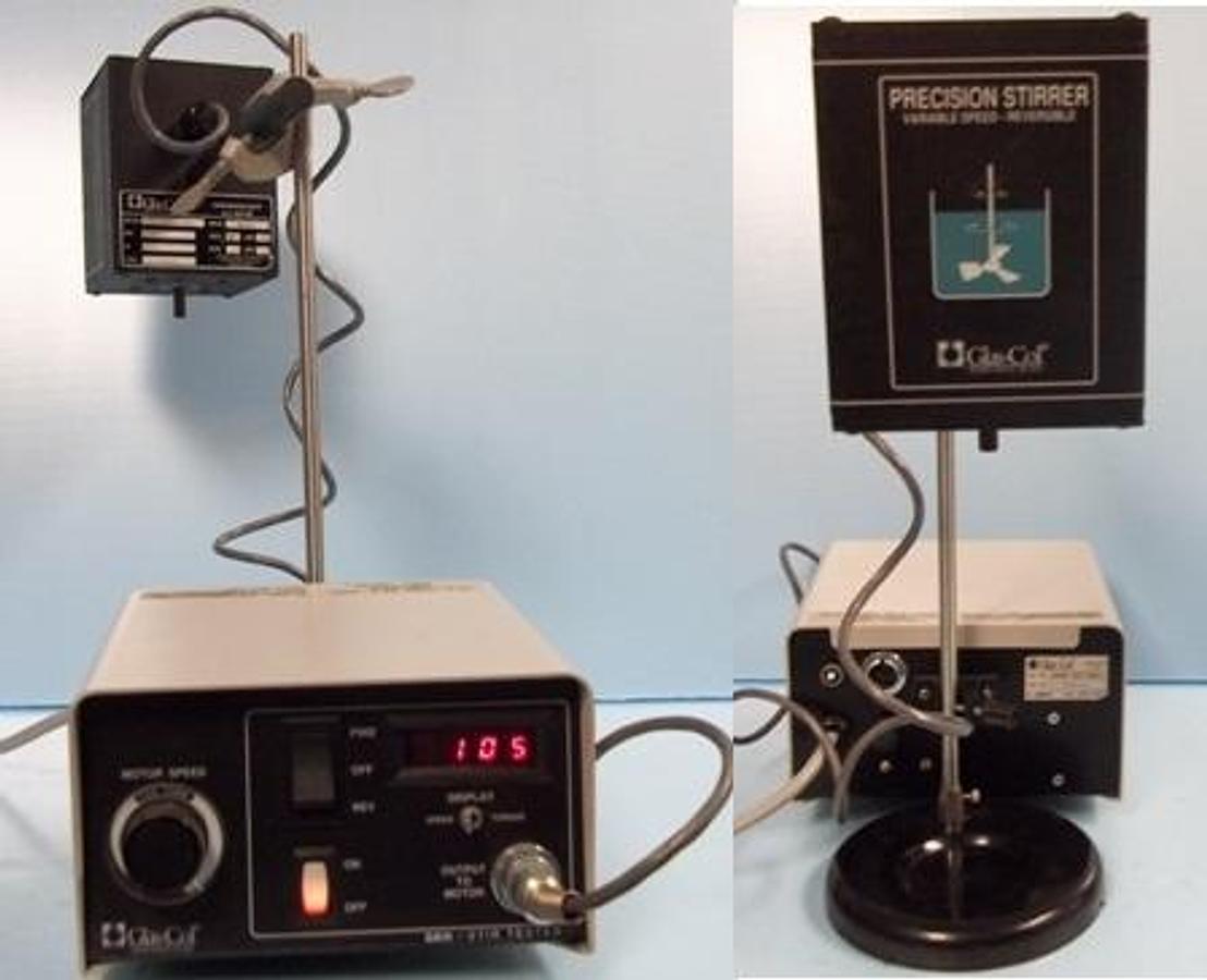 Used QTY. 1. GLAS-COL PRECISION STIRRER VARIABLE SPEED/REVERSIBLE