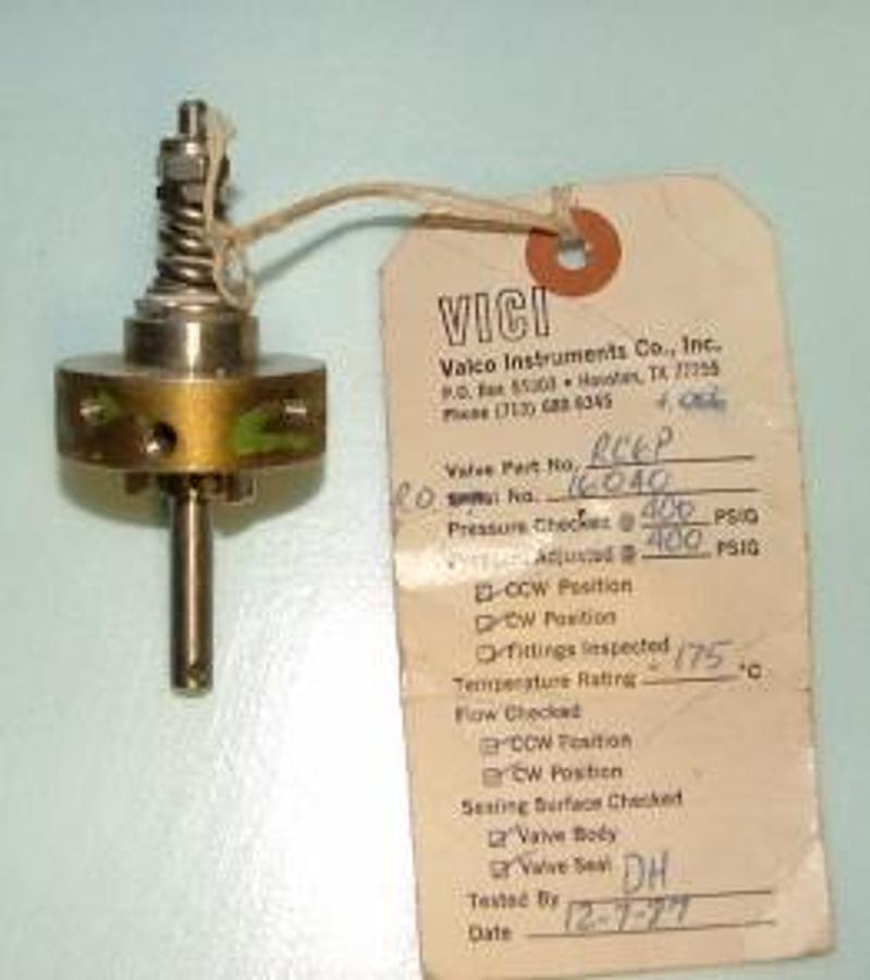 Used QTY. 1. VALCO VICI VALVE 6 PORT PART# RC6P R.O.# 16040 400 PSI TEMP 175C.