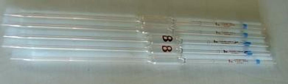 Used QTY. 5. GLASS PIPETTES 8ML