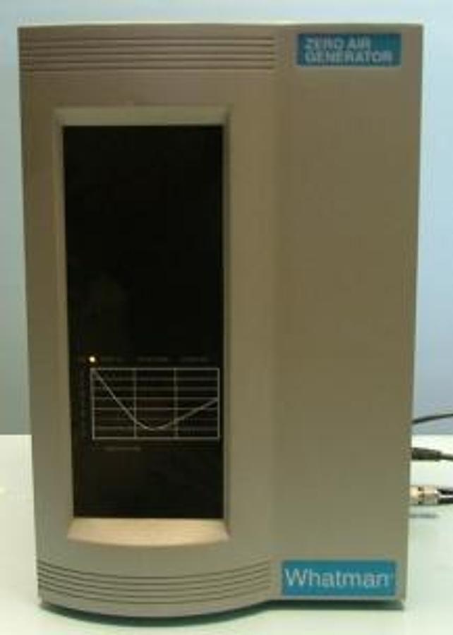 Used WHATMAN ZERO AIR GENERATOR MODEL 76-803 120V 50/60 HZ 2.0A MAX INLET PRESSURE 125 PSI G MIN INLET PRESSURE 40 PSIG MAX AMBIENT OPERATING TEMP 100F MIN AMBIENT OPERATING TEMP 60F SERIAL 768030614D