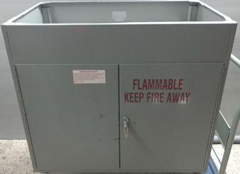 Used FISHER HAMILTON 36" X 25" X 22" SOLVENT STORAGE UNIT FLAMMABLE LIQUID STORAGE CABINET UNDER COUNTER MODEL: 950S7791