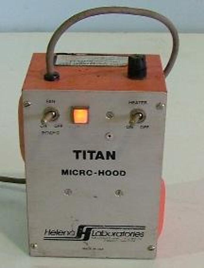 Used QTY. 1. HELENA LABORATORIES MODEL 18009 110V SERIAL NO M64997-372 TITAN MICRO-HOOD HEATER.
