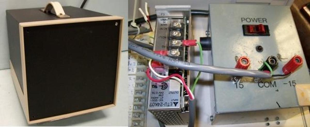 Used QTY. 1. PORTABLE POWER UNIT POWER BOX HAS WIRE ATTACHMENTS LABELED 15 COM AND -15