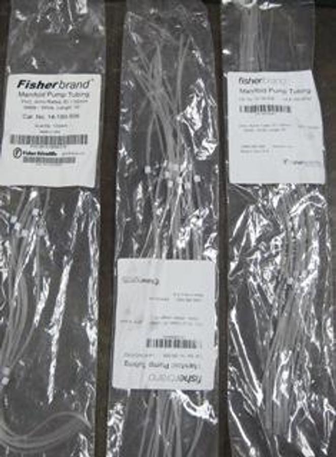Used PERKIN ELMER 3 PACKS. 30 TOTAL FISHER BRAND MANIFOLD PUMP TUBING PVC PUMP TUBES ID 1.02 MM WHITE-WHITE LENGTH 16"