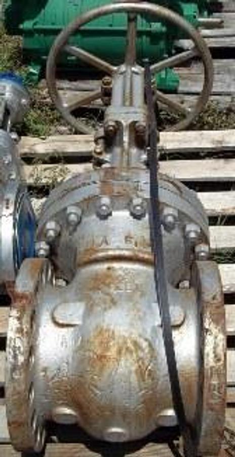 Used QTY. 1. PACIFIC 10" 300 FLANGED RAISED FACE GATE VALVE WCB (WELD ABLE CARBON BODY). STEEL A F1 STEEL 10G30-10.