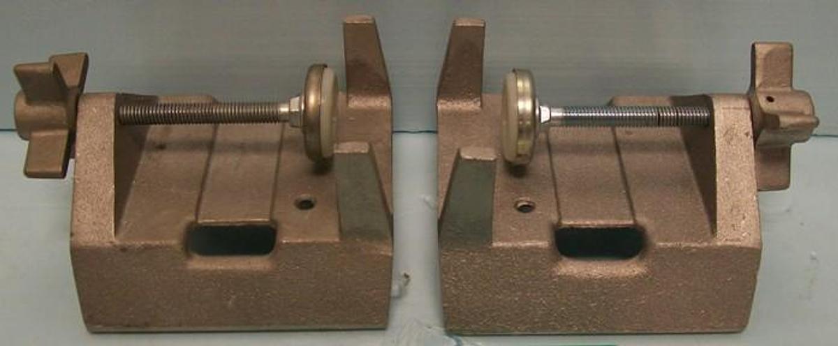 Used QTY. 2. TOEMNER CYLINDER BOTTLE HOLDERS MODEL: 8AX37 CAST ALUMINUM BENCH BRACKET