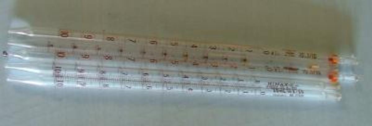 Used QTY. 5. GLASS PIPETTES 10ML GRADUATED