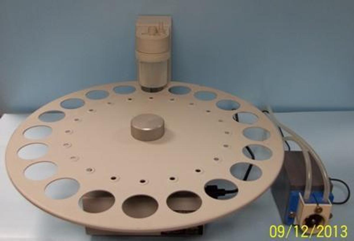 Used METTLER ST20 SAMPLE CHANGER K62842 FNR: 23300 123 0 100/120V T160MA 220/240 T 100MA ALSO INCLUDES PUMP 50-60HZ 9.0W (NOUVAG CH-9400 RORSCHACH SP4016 24V).