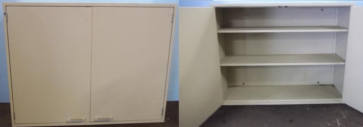 Used QTY. 13. HAMILTON WALL STORAGE CABINET 2 ADJUSTABLE SHELVES STEEL INDUSTRIAL 48 X 37 X 16 HAMILTON NO. RL-762425-K1.