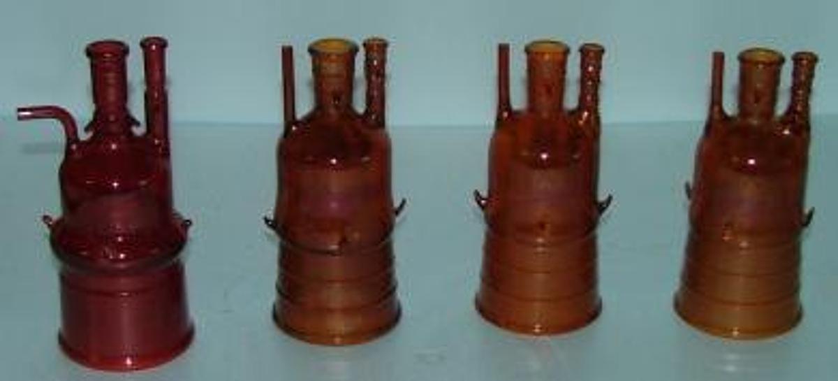 Used QTY. 4. AMBER GLASS A) INTER JOINT 71/60 19/38 10/30 B) PYREX 19/38 10/30 71/60 C) INTER JOINT 71/60 19/38 10/30 D) PYREX 71/60 19/38 SGA 10/30 SGA ALL ARE AMBER GLASS.