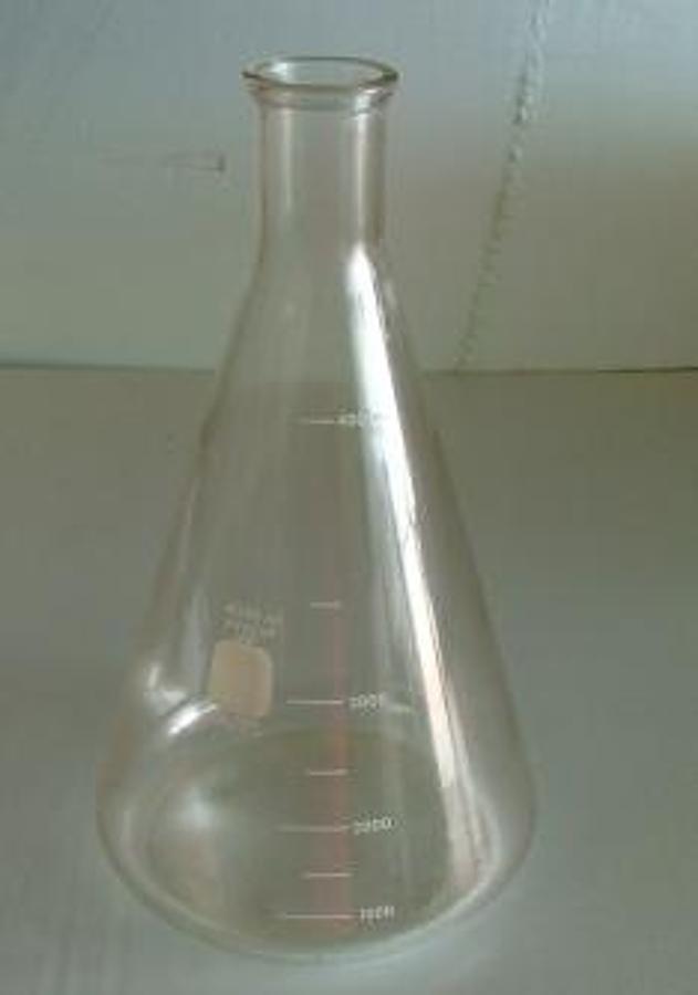 Used QTY. 1. PYREX 4000 ML ERLENMEYER FLASK NO. 4980 USES STOPPER NO. 10. .