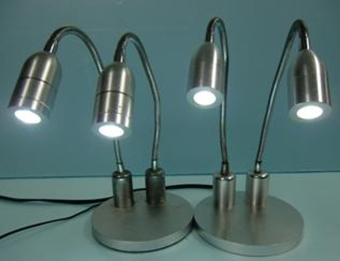 Used QTY. 2. L.E.D. DESK LAMP BRUSHED ALUMINUM BASE 5 ¾"