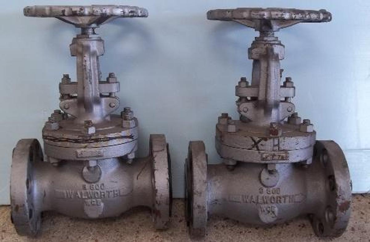 Used WALWORTH 3" 300 FLANGED RAISED FACE WCB (WELDABLE CARBON BODY). GATE VALVE. 3-300 WCB WOG-864 CODE E-100 STEM CR13 DISC CR13