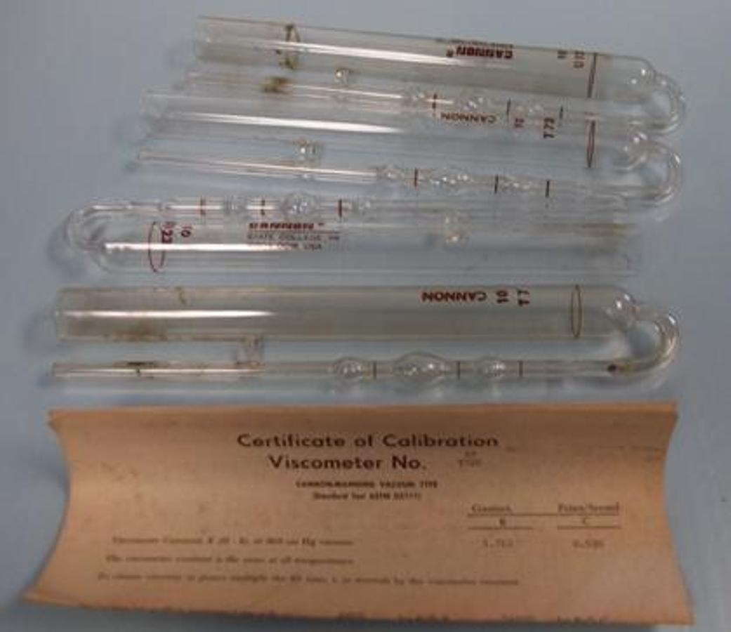 Used QTY. 3. CANNON MANNING VACUUM VISCOSITY METER TUBES ( VISCOMETER TUBES ). SIZE 10 VACUUM TYPE