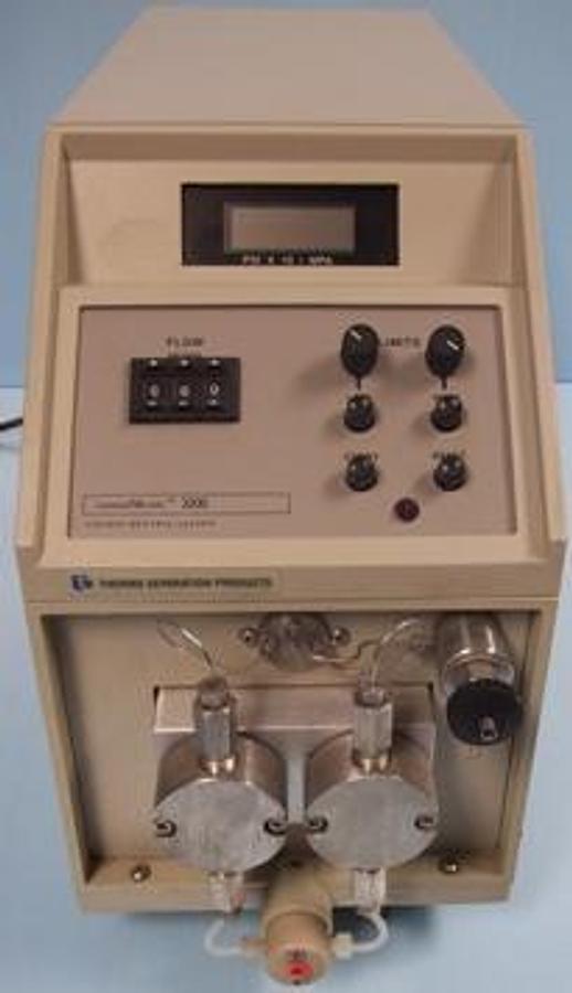 Used T.S.P. THERMO SEPARATION PRODUCTS CONSTAMETRIC 3200 SOLVENT DELIVERY SYSTEMS SN# 108422; 100/120V FUSE (2500) 73.15A 220/240V 71.6A 50-60HZ 150VA MAX.