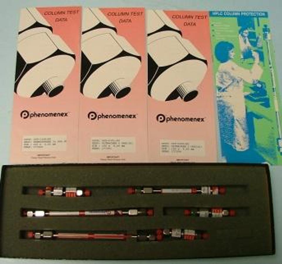 Used QTY. 1. PHENOMINEX HPLC COLUM SET W/ PART NO 03A-3169-E0 TYPE PHENOSPHERE 3 ODS-2 80A SIZE 30X4.6MM 3
