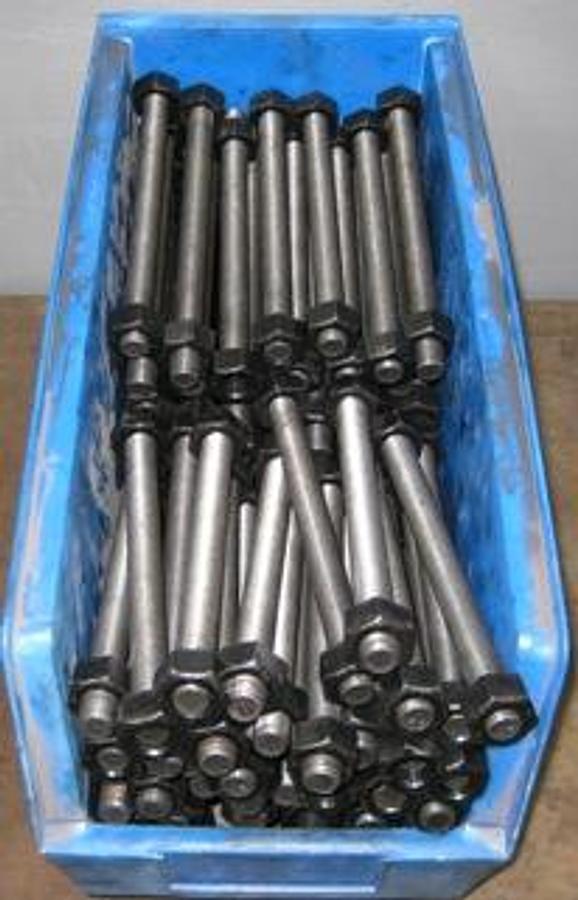 Used QTY. 92. HIGHLAND THREADS INC. STUDS WITH NUTS 5/8"-11 X 8 A193 B7 AT STUDS