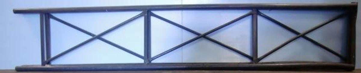 Used QTY. 6. PALLET RACKS 152" X 30" X 2 ½" GRAY L BRACKETT FOOTED OPEN TOP 28 ROUND RACK BEAM HOLES.