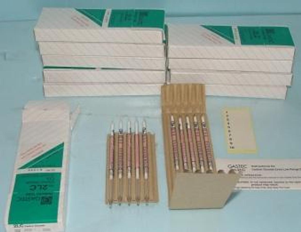 Used QTY. 10. GASTEC DETECTOR TUBE NO 2LC CARBON DIOXIDE CO2 100-4000PPM 100-2000PPM SCALE RANGE STORE AT COOL PLACE 10 TUBES FOR 10 TESTS.