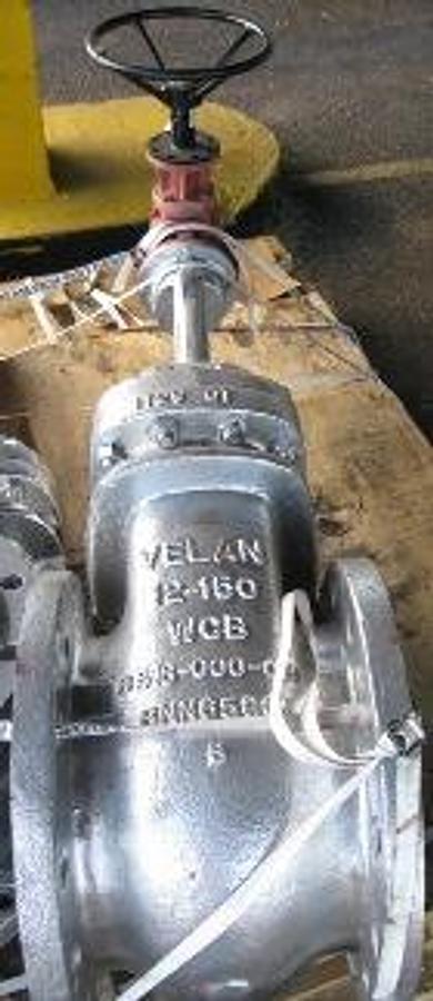 Used VELAN 12" 150 FLANGED WCB GATE VALVE WITH SPIRAL BEVEL GEAR ACTUATOR VALVE