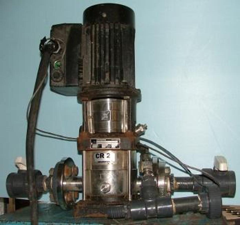 Used GRUNDFOS CR-Z TYPE CRNEZ-40 U-G-G-AUUU MODEL 040Z96681 R1 9903 Q11 H 140FT N-3450 RPM 1 HP 230PSI MAX 250 DEG F MAX WITH TRANSMITTER 0-100 PSI 100.100.2.1.27 4-20MA SUPPLY 1 DC12-30V OUTPUT 2.