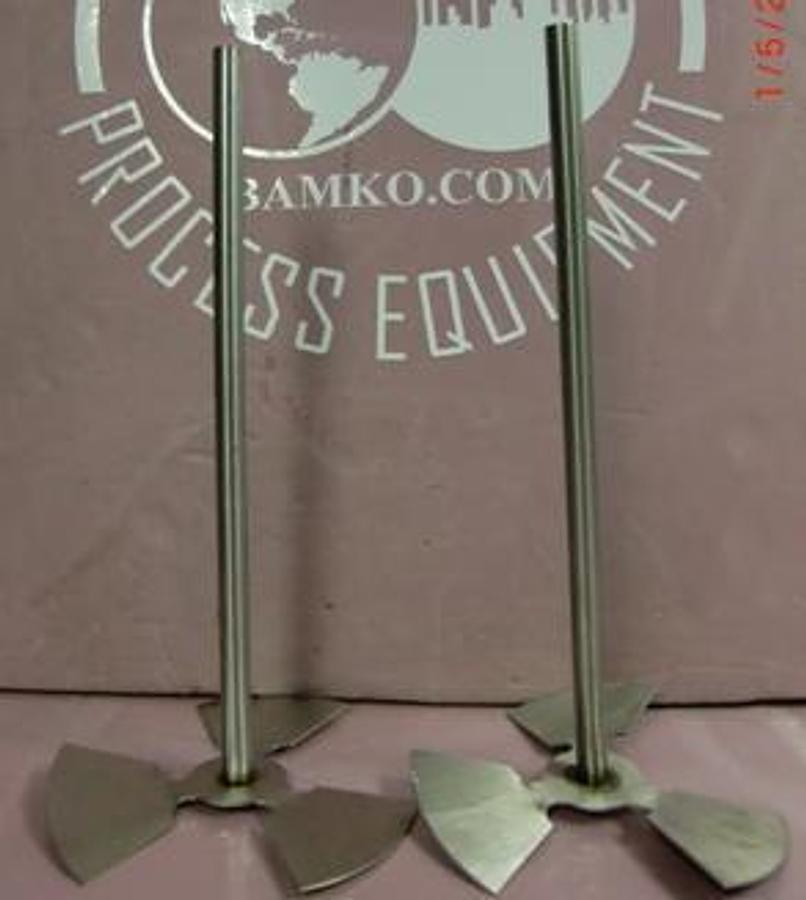 Used STAINLESS STEEL OVER HEAD STIRRER PADDLES 6"(WIDE) X 12 3/8" (TALL).