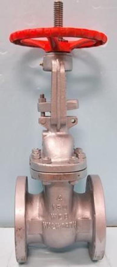 Used WALWORTH 4" VALVE VO9C12009 SIZE: 4" ANSI 150 0-100 DEG. F. MAX 800 DEG. F. BODY: WCB STEM: CR13 DISC: CR13 SEAT: HF FLEX GRAPHITE PACKING FIG. NO.: 5202E