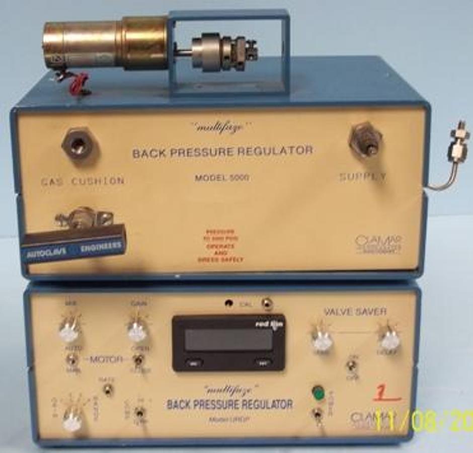 Used QTY. 1. CLAMAR MULTIFAZE BACK PRESSURE REGULATOR UNIT INCLUDES: (1) MODEL: 5000 SERIAL: 05025V12-91 (2) MODEL: URDP SERIAL: 02022E5-91.