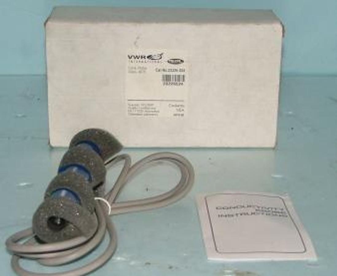 Used QTY. 1. VWR INTERNATIONAL CONDUCTIVITY PROBE GLASS 4075 GLASS DIAMETER .472IN(12MM) GLASS LENGTH 4.75(120MM) WEIGHT 3.1OZ (88GRAMS) CABLE LENGTH 72 INCHES(183 CM) RANGE 0.05 MICRO-OHMS TO 200