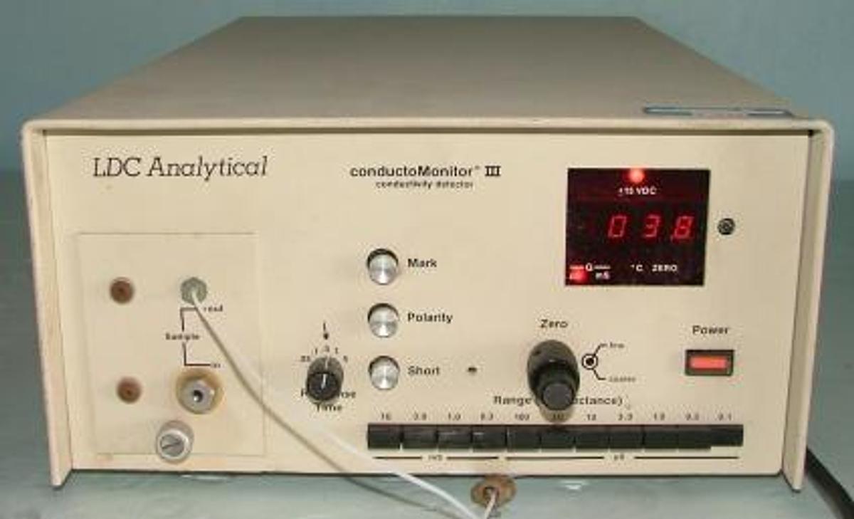 Used QTY. 1. LDC ANALYTICAL CONDUCTOMONITOR CONDUCTIVITY DETECTOR SER NO. 046085 100V/120V/220V/240V.