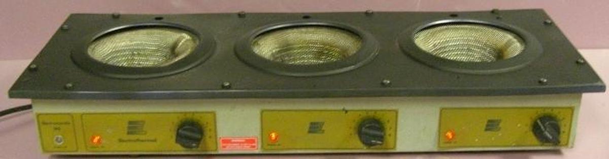 Used ELECTROMANTLE ME. 3 STATION HEATING MANTLE