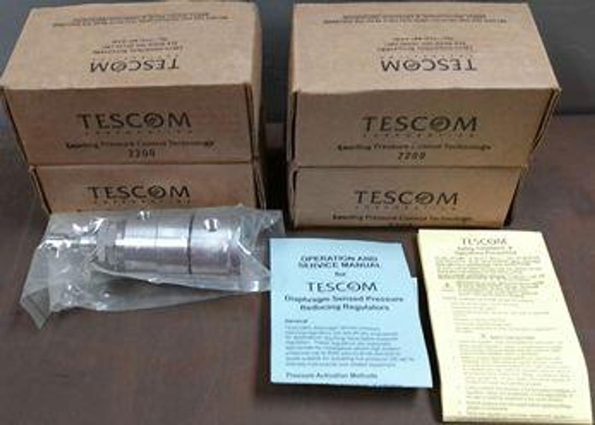 Used TESCOM CORPORATION DIAPHRAGM SENSED PRESSURE REDUCING REGULATOR LEADING PRESSURE CONTROL TECHNOLOGY 2200
