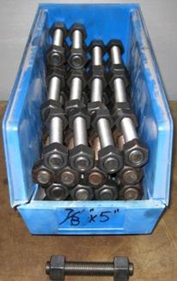 Used QTY. 51. HIGHLAND THREADS INC. STUDS WITH NUTS 7/8" X 5"