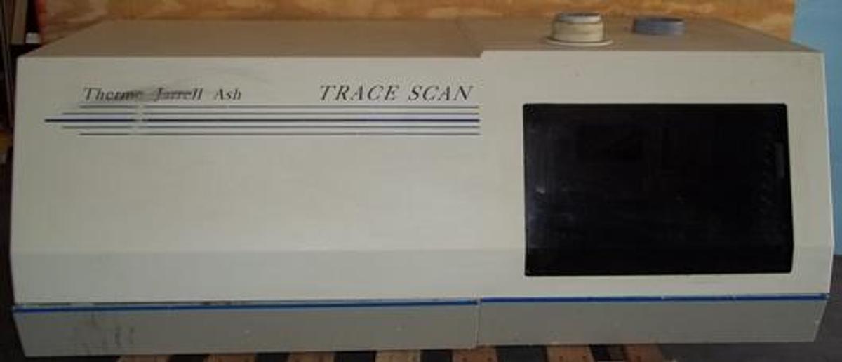 Used QTY. 1. THERMO JARRELL ASH TRACE SCAN MODEL: TSCAN SPECTROMETER SERIAL: 5111 120V 5AMP 50/50HZ.