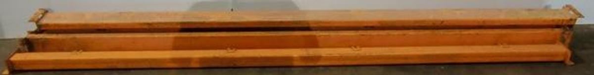 Used QTY. 5. PALLET BEAMS 108" X 4 ¼" ORANGE L BRACKET 2 SQUARE HOLE 2 RECTANGULAR SLOT AT CENTER OF BRACKETT BEND 1. OPEN RECTANGULAR SLOT AT BOTTOM OF BRACKET.