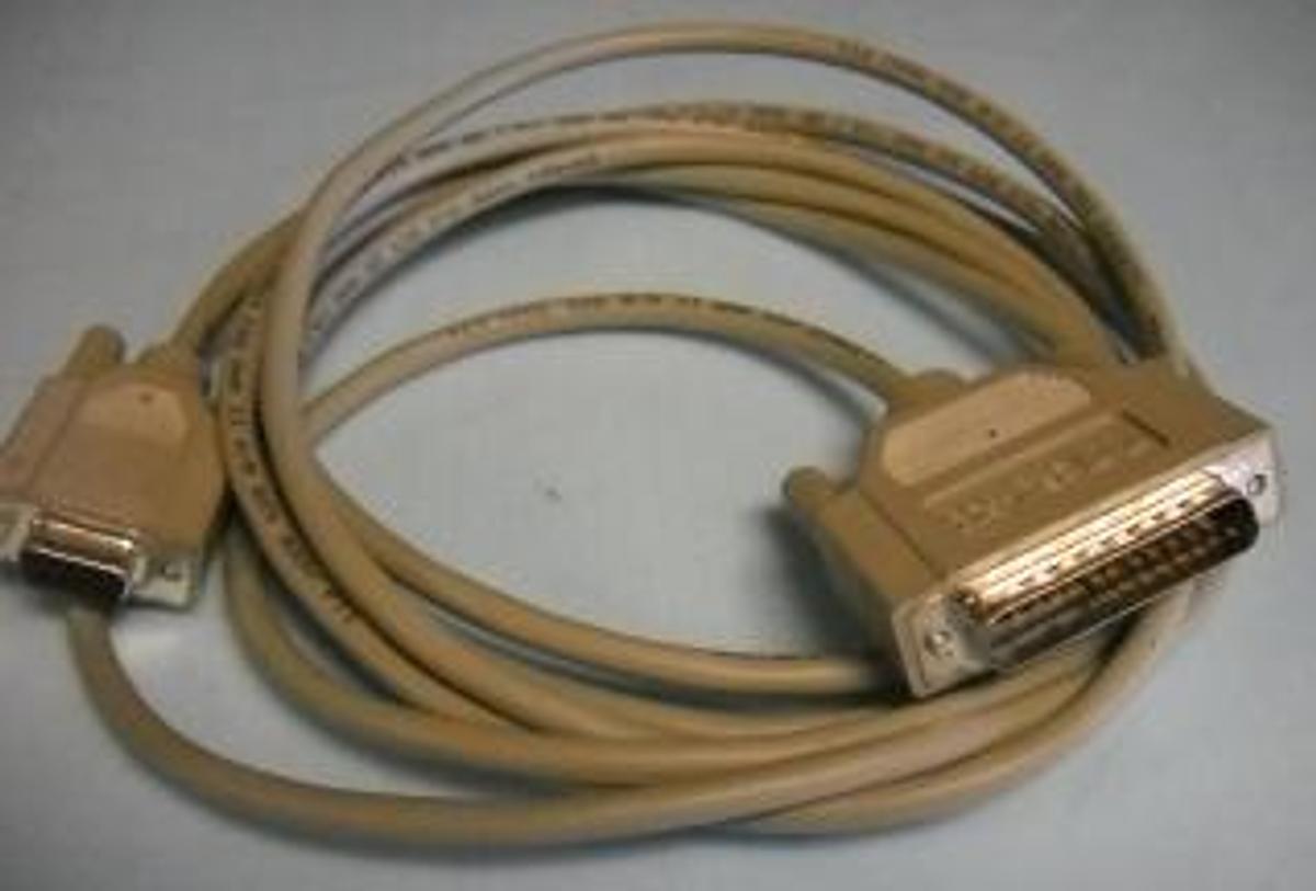 Used QTY. 1. HEWLETT PACKARD EQUIPMENT CABLE #24540-80012 10 PIN MALE 9 PIN FEMALE 9 FOOT 3 INCHES.