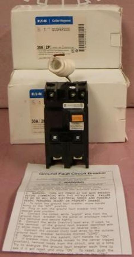 Used EATON CUTLER-HAMMER CAT. NO. QCGFEP2030 CIRCUIT BREAKER 30A 2P 120/240V~60HZ 10