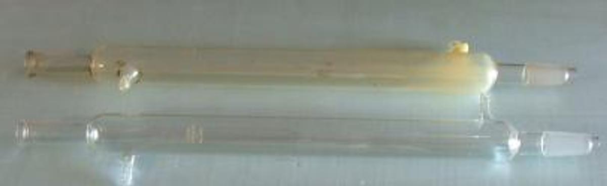 Used QTY. 2. LIEBIG CONDENSING TUBES: 15" LONG TS 24/40 PYREX NO. 2360 BEADED RIM