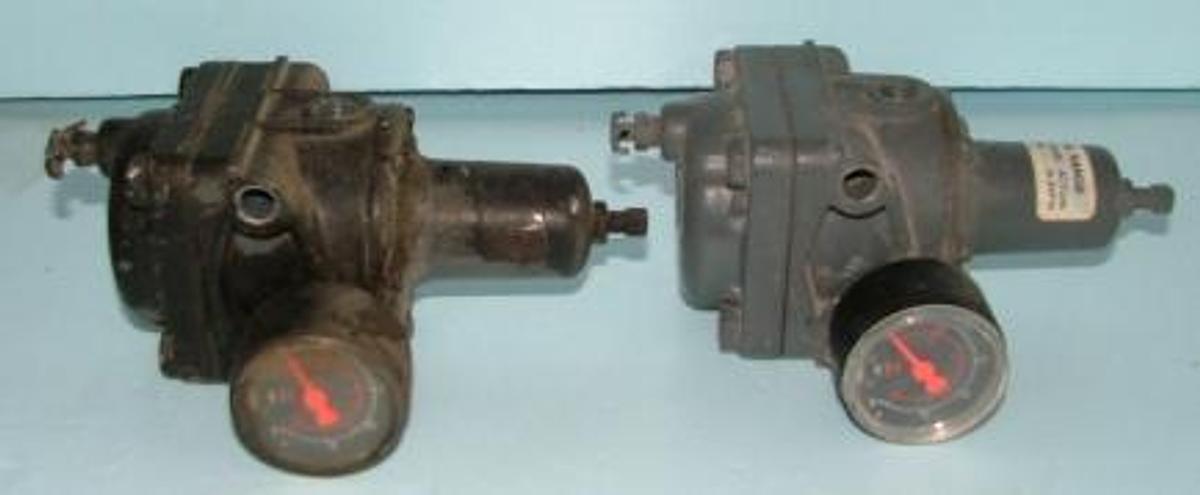 Used QTY. 2. FISHER CONTROL REGULATORS SPRING RANGE RECOMMENDED 5-35PSI ACTUAL 0-35PSI 250 PSI MAX INLET PRESSURE TYPE 67A7 WITH ONE GAUGE 0-35 PSI BAR MPA