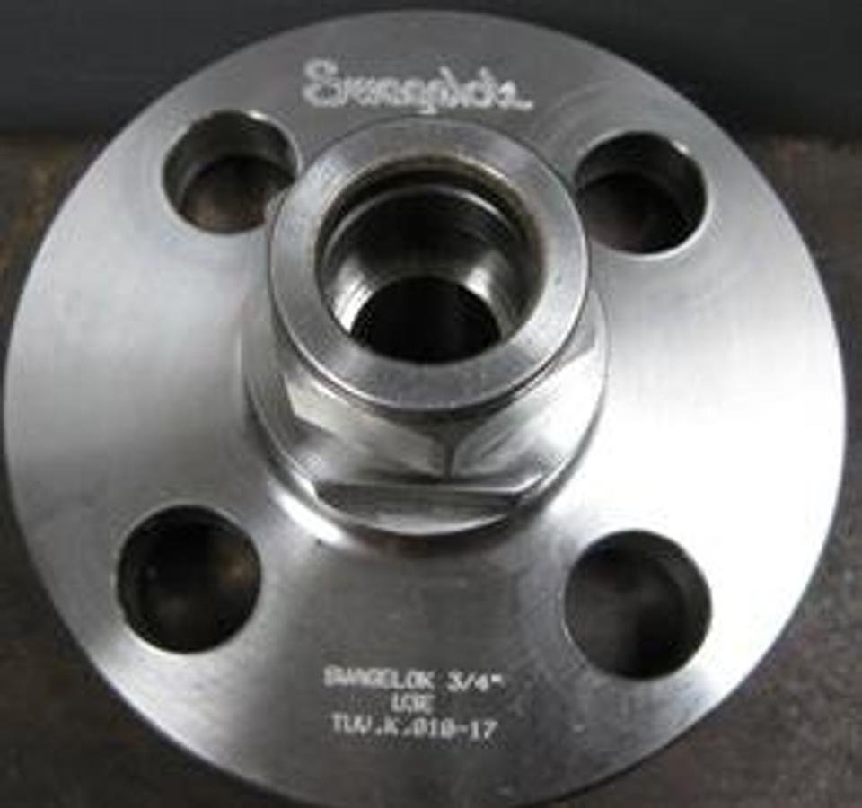 Used QTY. 1. SWAGELOK ¾" NPS 150 WITH ¾ TUBE FITTING FLANGED ADAPTER STAINLESS U3E TUV.K.010-17