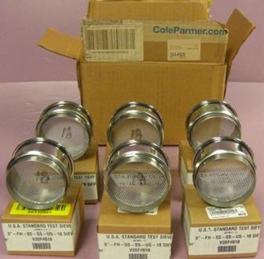 Used QTY. 6. COLE PALMER USA 3" DIA. STANDARD TEST SIEVE