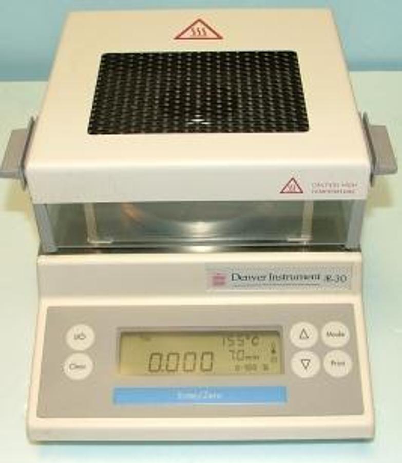 Used DENVER INSTRUMENT INFRARED MOISTURE ANALYZER 1R-30. SARTORIUS AG GOTTINGEN GERMANY MA30-000V3 13601253 Working Range 0.2 - 99.8% Measuring Method Infrared radiation