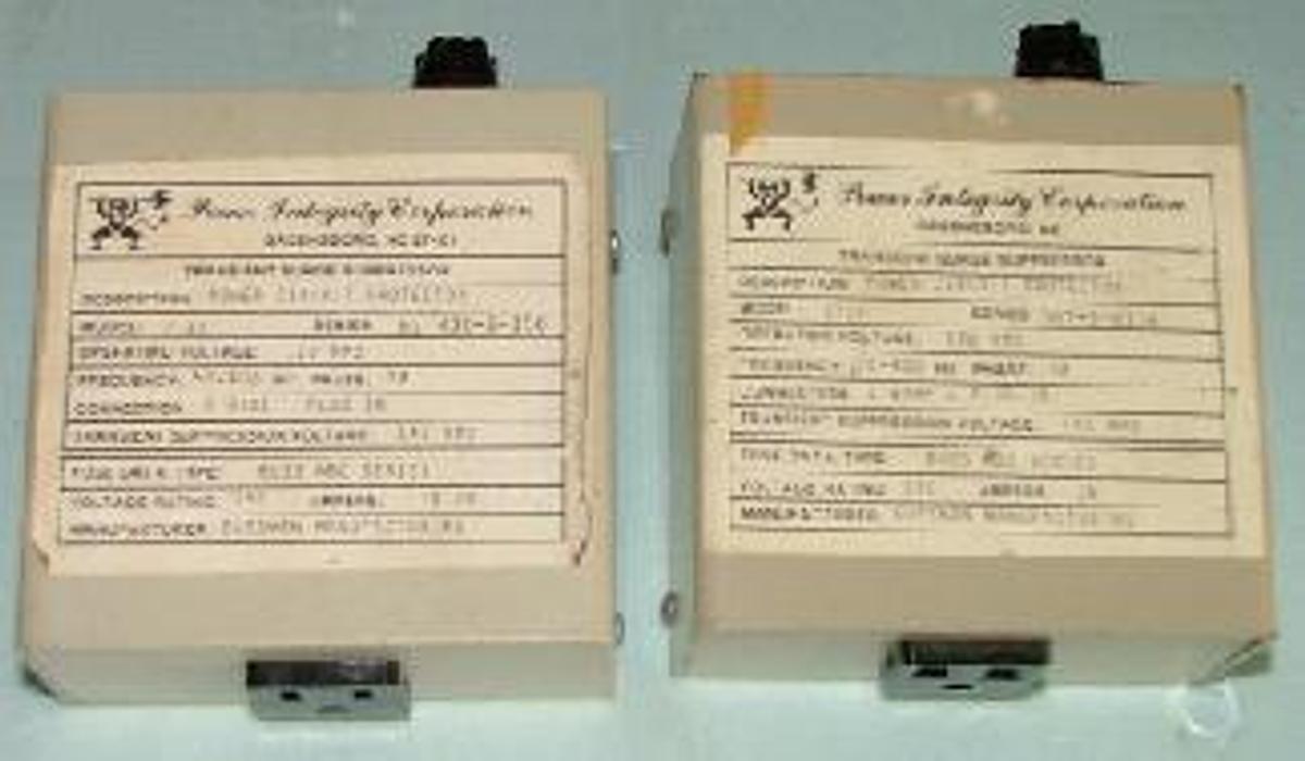 Used BUSSMAN MANUFACTURING POWER INTEGRITY CORPORATION TRANSIENT SURGE SUPPRESSOR POWER CIRCUIT PROTECTOR