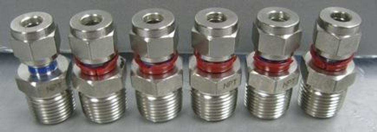 Used QTY. 6. SUPERLOK NPT 3/8" X SHE ¼" 316. TUBE X MNPT. .