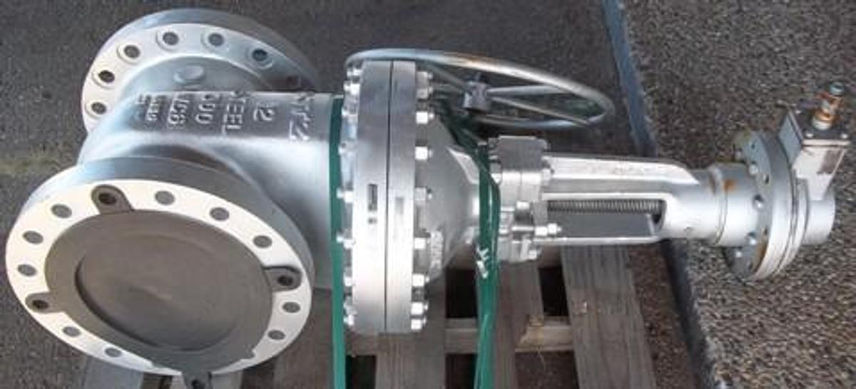 Used KITZ 12" 300 LBS GATE VALVE WC6 STEEL LOW EMISSION PACKING SEAL EVER WITH BEVEL GEAR HAND WHEEL OPERATED. FIG: 300SCLS6CY