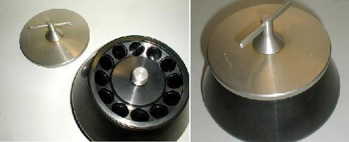 Used QTY. 1. BECKMAN TWELVE PLACE FIXED-ANGLE CENTRIFUGE ROTOR THIS IS A HEAVY DUTY SOLID ALUMINUM ROTOR AND COVER REACHES SPEEDS 30