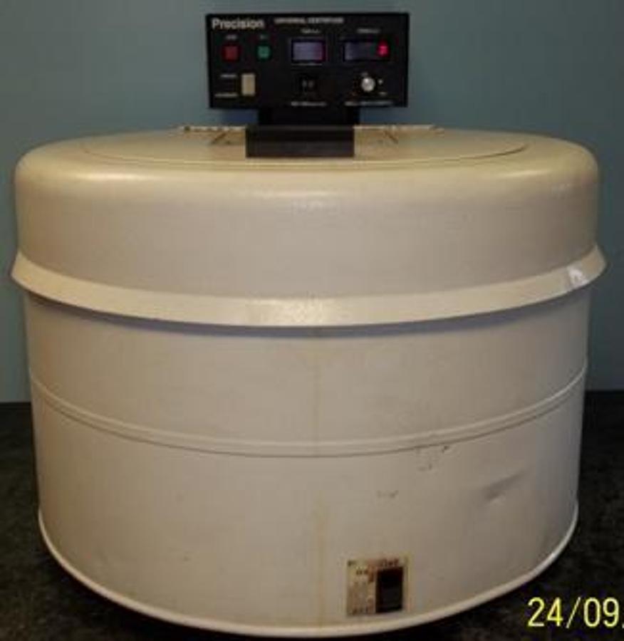 Used PRECISION UNIVERSAL CENTRIFUGE CAT# 67310DATE CODE: BJ-12 Q.C. LOT# 305986 115V 460W P.H.1 AMPS: 4.2 50/60HZ W/ NO ROTOR POWERS ON MOTOR WILL NOT TURN ON.